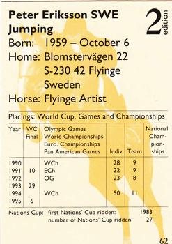 1995 Collect-A-Card Equestrian #62 Peter Eriksson / Flyinge Artist Back